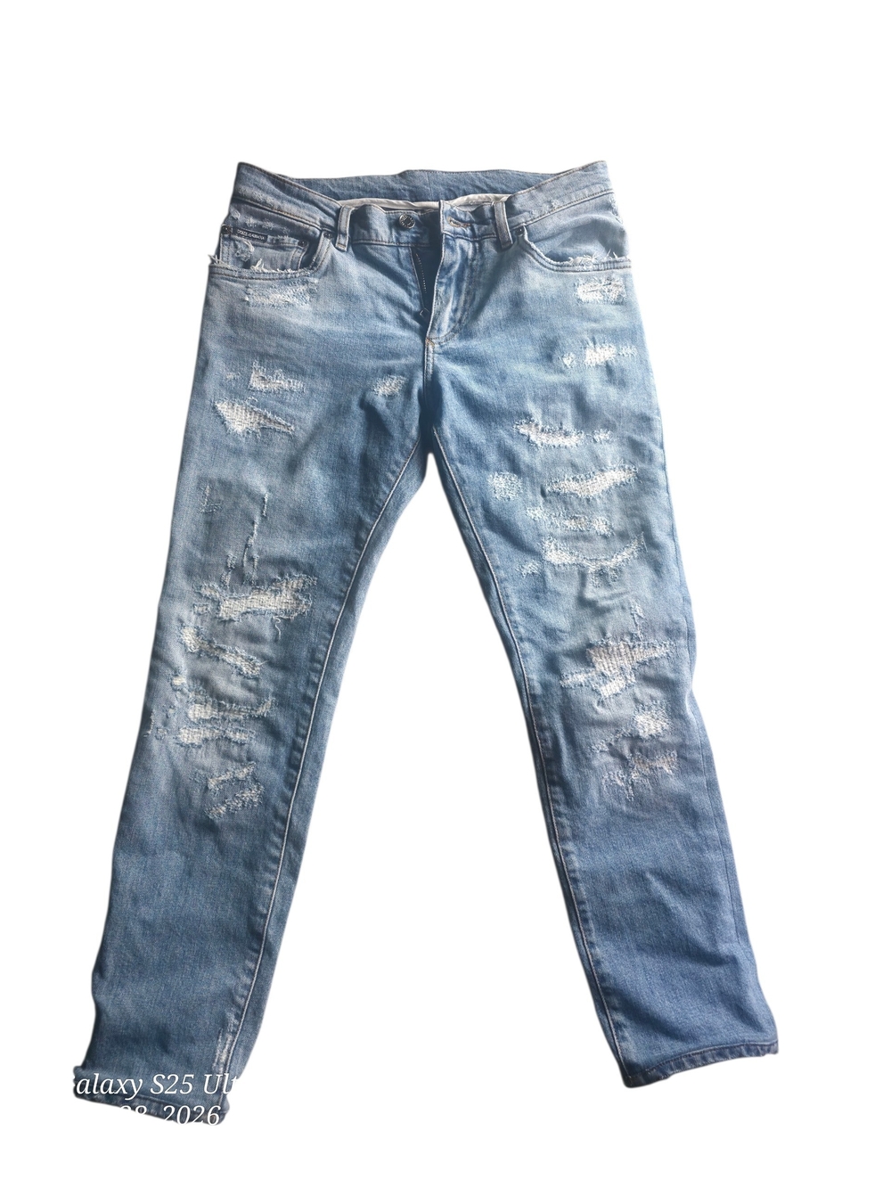 Dolce & Gabbana Light Blue Distressed Denim Jeans